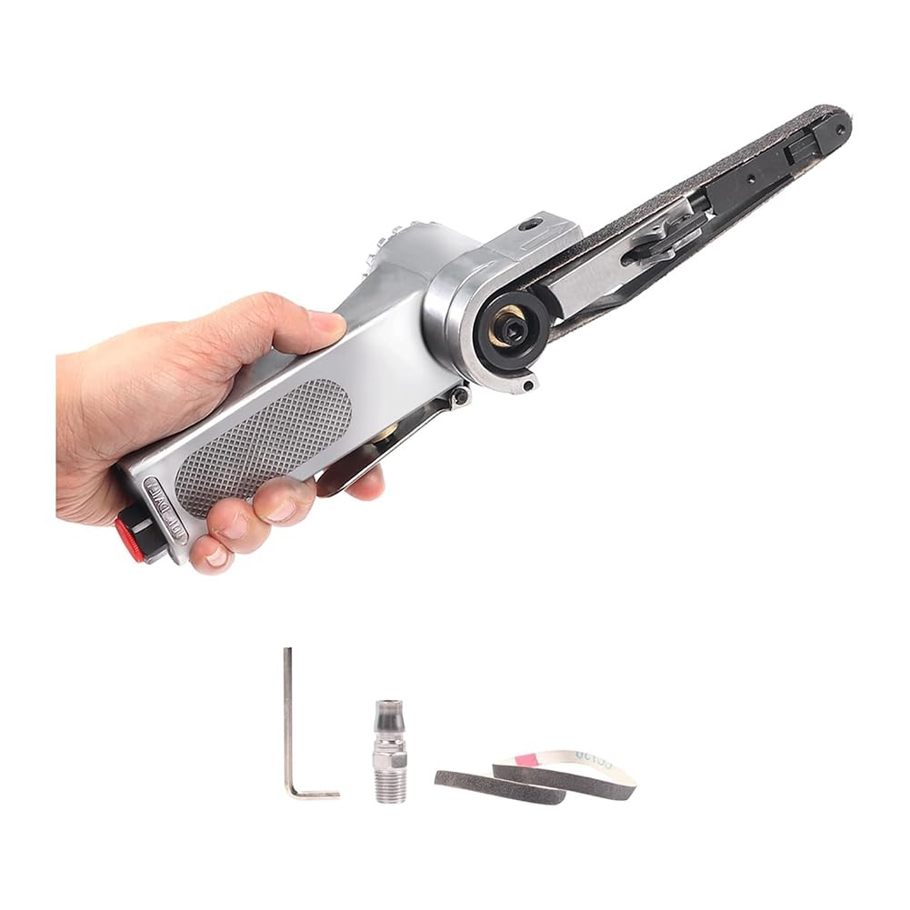 Professional Air Belt Sander, Includes 60, 80, 120 Grit Belts for Wood & Metal Sanding