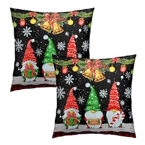 Merry Christmas Throw Pillow Covers Set of 2 Black Gnomes Pillowcases 18x18 Inch Holiday Decorative Throw Cushion Case for Home Sofa Couch Merry Christmas Throw Pillow Covers Set of 2 Black Gnomes Pillowcases 18×18 Inch Holiday Decorative Throw Cushion Case for Home Sofa Couch