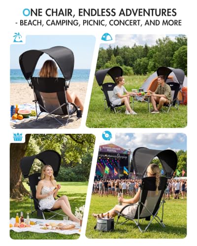 Portal Silla de Playa con Toldo, Capacidad de 350 Libras, Color Jet Black miniatura 7