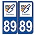 Supstick 2 Stickers Autocollants Plaques Immatriculation Auto Dept 89 Bourgogne Bleu Foncé Angles Arrondis