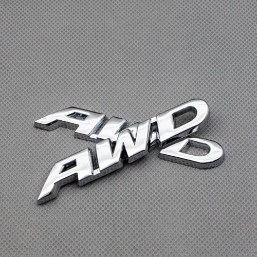 Image of 2pcs Metal Small AWD Emblem All Wheel Drive Logo Side Tailgate Wing 4wd Badge (Silver)