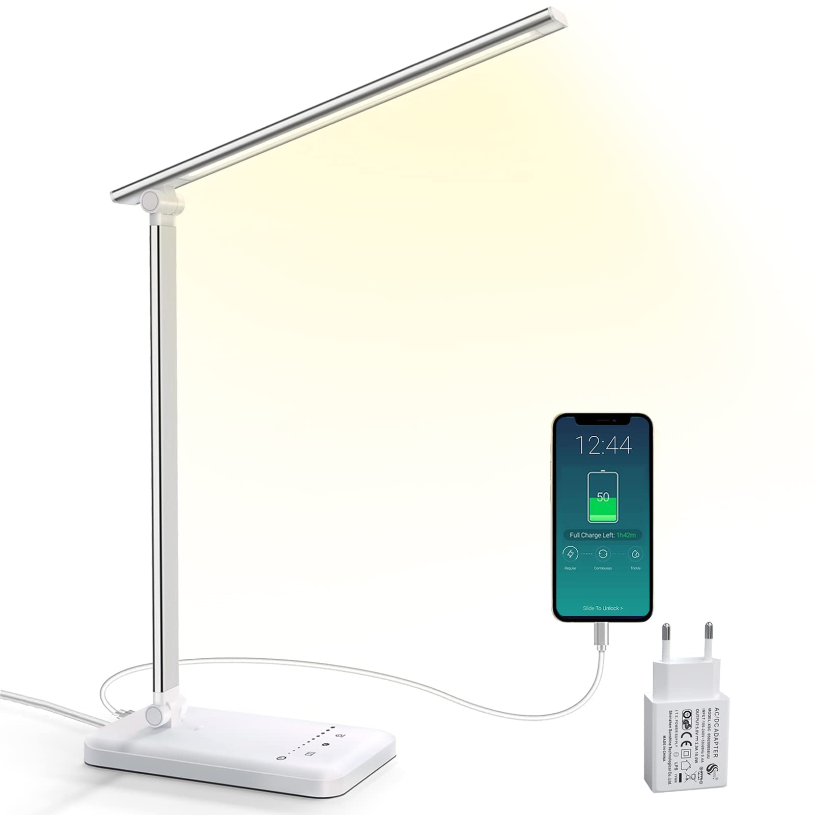 Lampada Da Scrivania LED MOBIL Con Ricarica Wireless - 3 Temperature Luce E Touch - Marrone - Foto 9