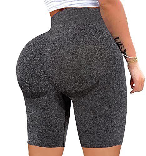 KINGJOZE Scrunch Butt Lifting Shorts for Women High WaistedÂ Biker Booty Shorts Seamless Yoga Workout Shorts Running TIK Tok Leggings (6#Gray-Shorts, Medium)
