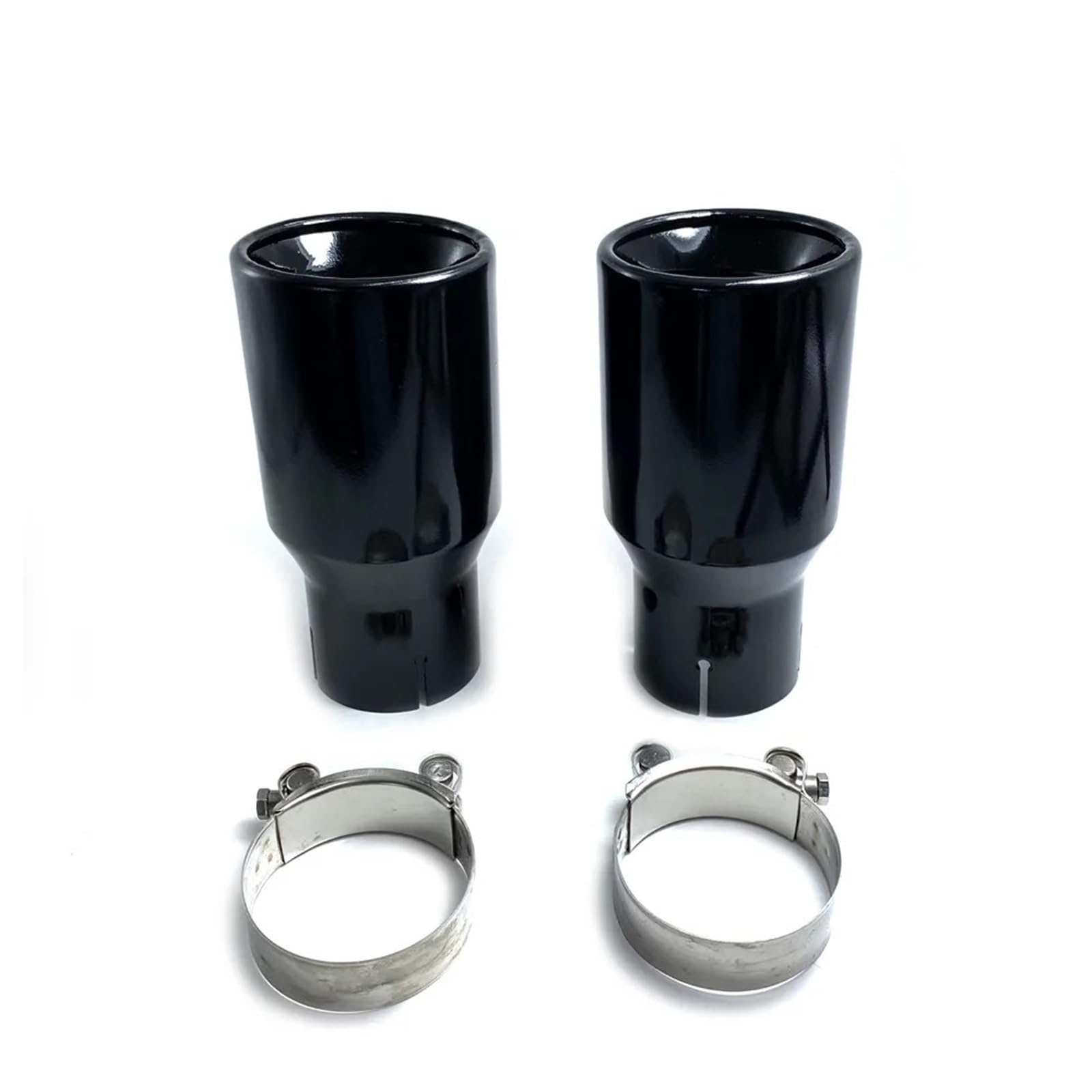 Terminale Tubo Coda Punta Di Scarico Universale Da 2,5" Per Auto, Terminale Automatico, Ugello Per Marmitta, Smussato In Acciaio Inox, Vernice A Cottura Completa, Nero