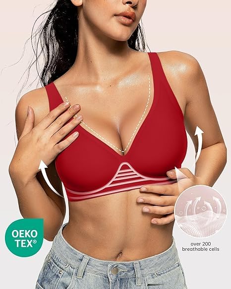 Image of JellyLift Seamless Wireless Jelly Bra for Women | No Underwire, Deep V Invisible T-Shirt Bra | 360 Jelly Support, Adjustable Straps | S-3XL