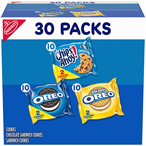 Nabisco Sweet Treats Cookie Variety Pack OREO, OREO Golden & CHIPS AHOY, 30 Snack Packs (2 Cookies Per Pack)