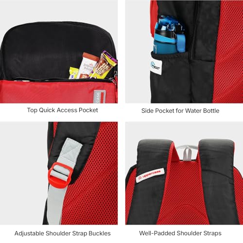Image of uppercase Campus School Backpack | Well-Padded, Double Compartment with File Sleeve, Organizers, Side Bottle Pocket | For Boys & Girls | 500 Days Warranty