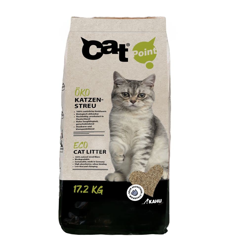 KAHU Eco 100% natural arena para gatos • arena natural • arena natural • Gránulos de madera orgánica • 100% compostables y biodegradables 17,2 kg (40 L)