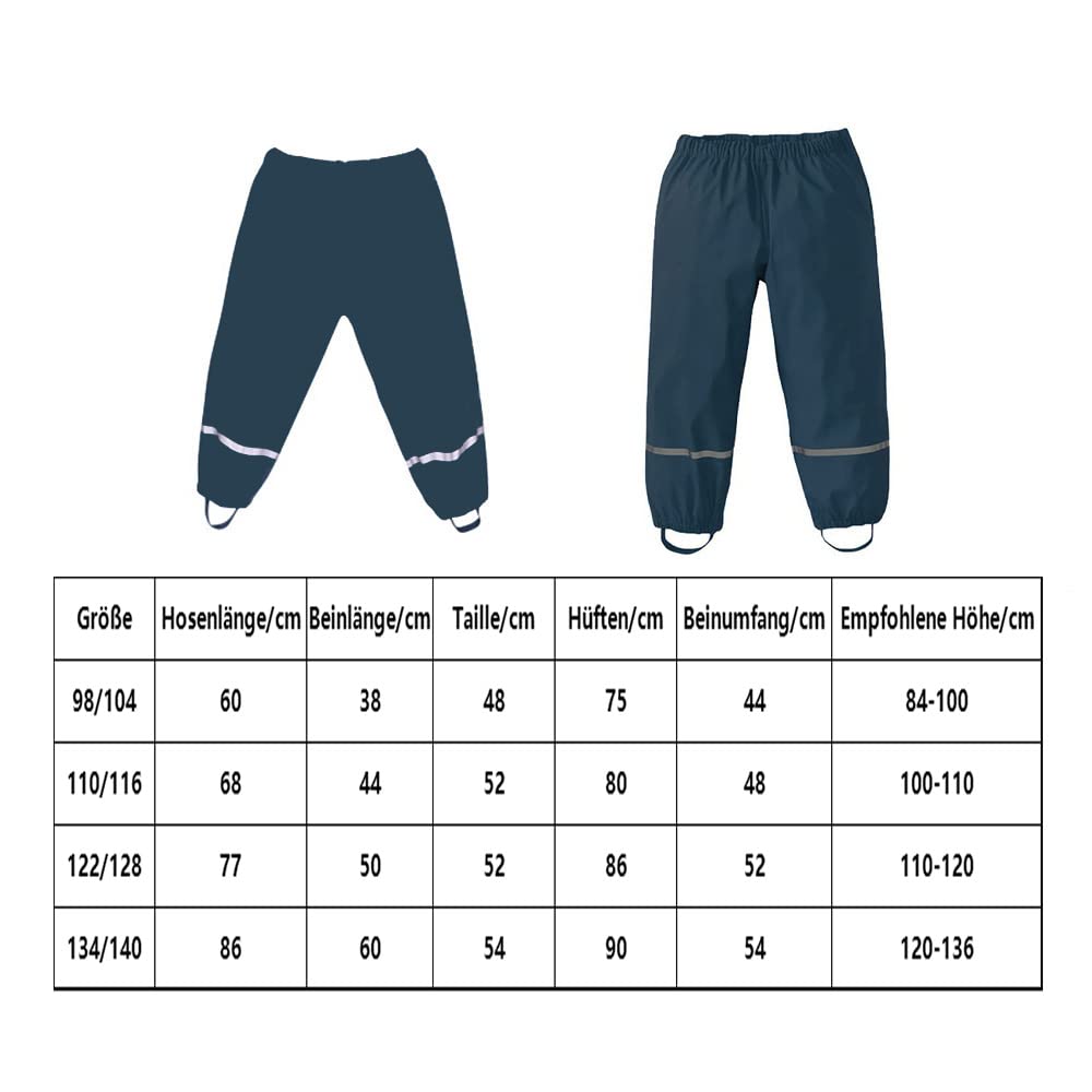Chedin Pantalon de Pluie Unisexe pour Enfant - Imperméable, Coupe-Vent et Respirant - Non Doublé pour Fille et Garçon (98, Rose)