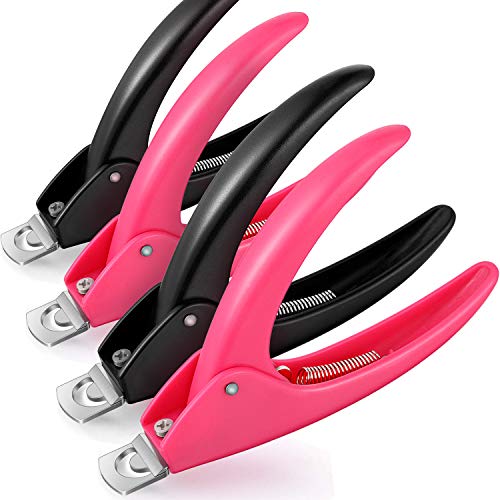 4 Pieces Acrylic Nail Clipper False Nail Tip Trimmer Manicure Clippers Fake Nails Tip Cutter for DIY Nail Art Manicure Tools, Pink and Black