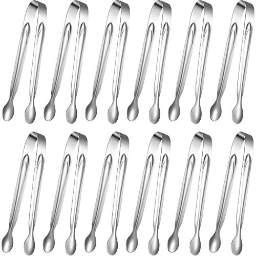 12 Pieces Sugar Tongs Ice Tongs Stainless Steel Mini Serving Tongs Appetizers Tongs Small Kitchen Tongs for Tea Party Coffee Bar Kitchen Silver 6 Inch