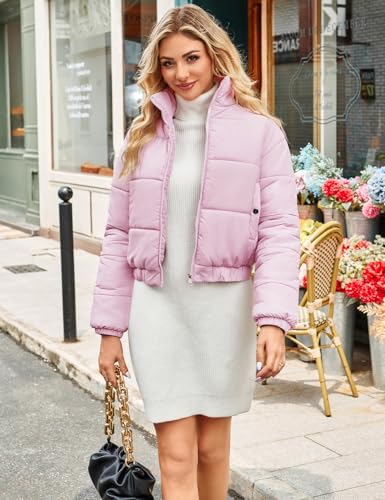 Flygo Cropped Puffer Jacket Women 2025 Winter Warm Zip Up Padded Short Quilted Jackets Down Coat4