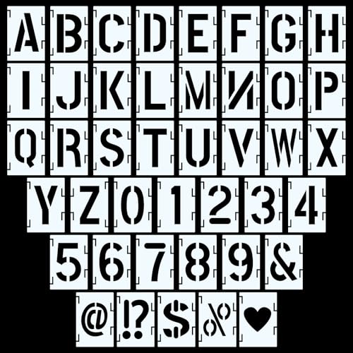 Leyrens Plantillas de letras y números, 42 Piezas Paquete Reutilizables Alfabeto Plantillas Números Juego 5cm, plantillas de letras entrelazadas, para Pintar Proyectos de Arte de Bricolaje Decoración