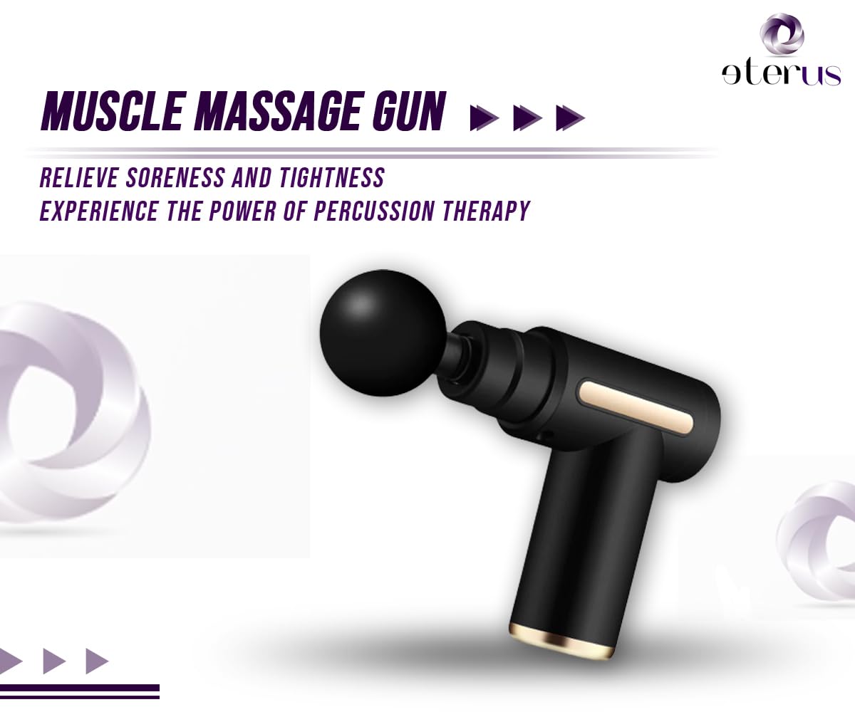 eterus Muscle Massage Gun. Wireless, Touchscreen, Portable. 4 Interchangeable Massage Heads. Deep Tissue Massage.