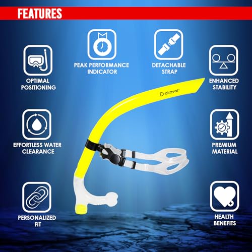 Image of AIRAVAT Front Snorkel Tuna,Dive Mask Easy-Breath Free Diving Snorkel for Snorkeling Scuba Diving Freediving Swimming (Yellow)