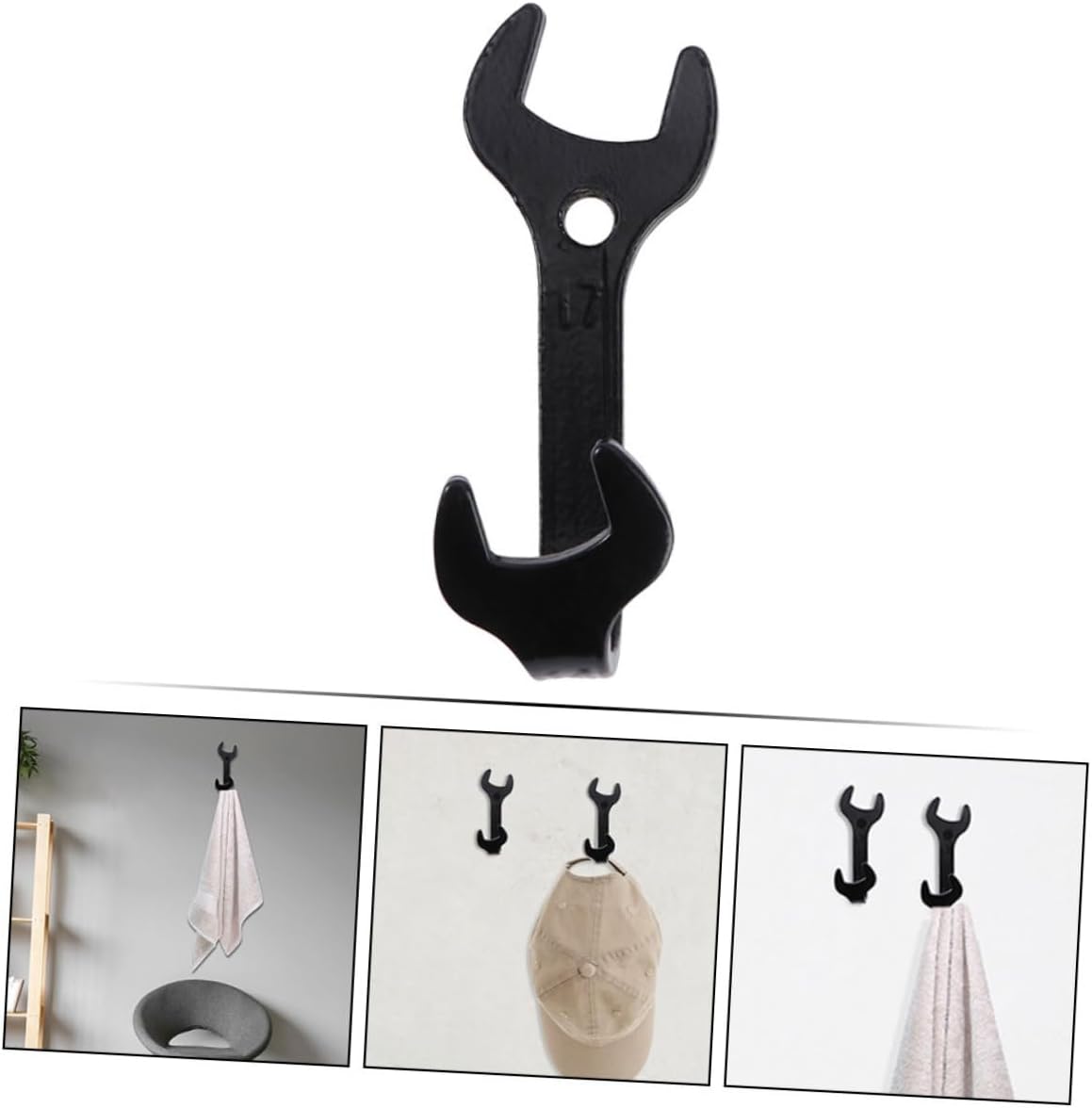 3pcs Wrench-Shaped Vintage Wall Hook for Coats Hats Towels Retro Iron Towel Hook for Entryway Bathroom and Closet Industrial Style Decor for Home Organization image 3