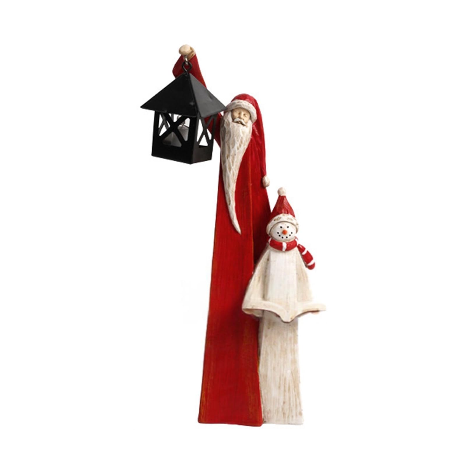 Nucelit Lighted Santa with Snowman Resin Statue, Christmas Entryway Ornament for Family Holiday Decor Indoor Outdoor Decoration