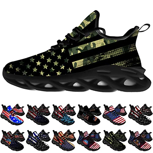 Ciadoon American Flag Shoes for Men Women Running Shoes Sport Walking Tennis Sneakers Athletic Shoes Gifts for Boy Girl