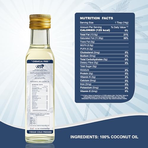 Image of Sugan Earth Cold Pressed Virgin Coconut Oil 250ml | 100% Pure & Natural | Unrefined Kachi Ghani Edible Oil for Cooking, Skin & Hair Nourishment, Baby Care, Oil Pulling| No Chemicals, No Preservatives | Organic Oil