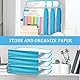 Caydo Scrapbook Papier Lagerung, 3 Pack Blau Erweiterbare Papier Mappe, Klare Tragbare 30 x30 cm Papier Lagerung mit Griff für das Halten von 30 x 30 cm Scrapbook, Vinyl Papier, Karton