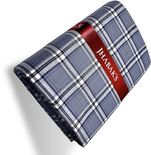 Image of JHABAK'S Cotton Blend Unstitched Checkered Fabric for Men - 2.35m Shirt Piece / 3m Kurta Piece - Width 36 Inches