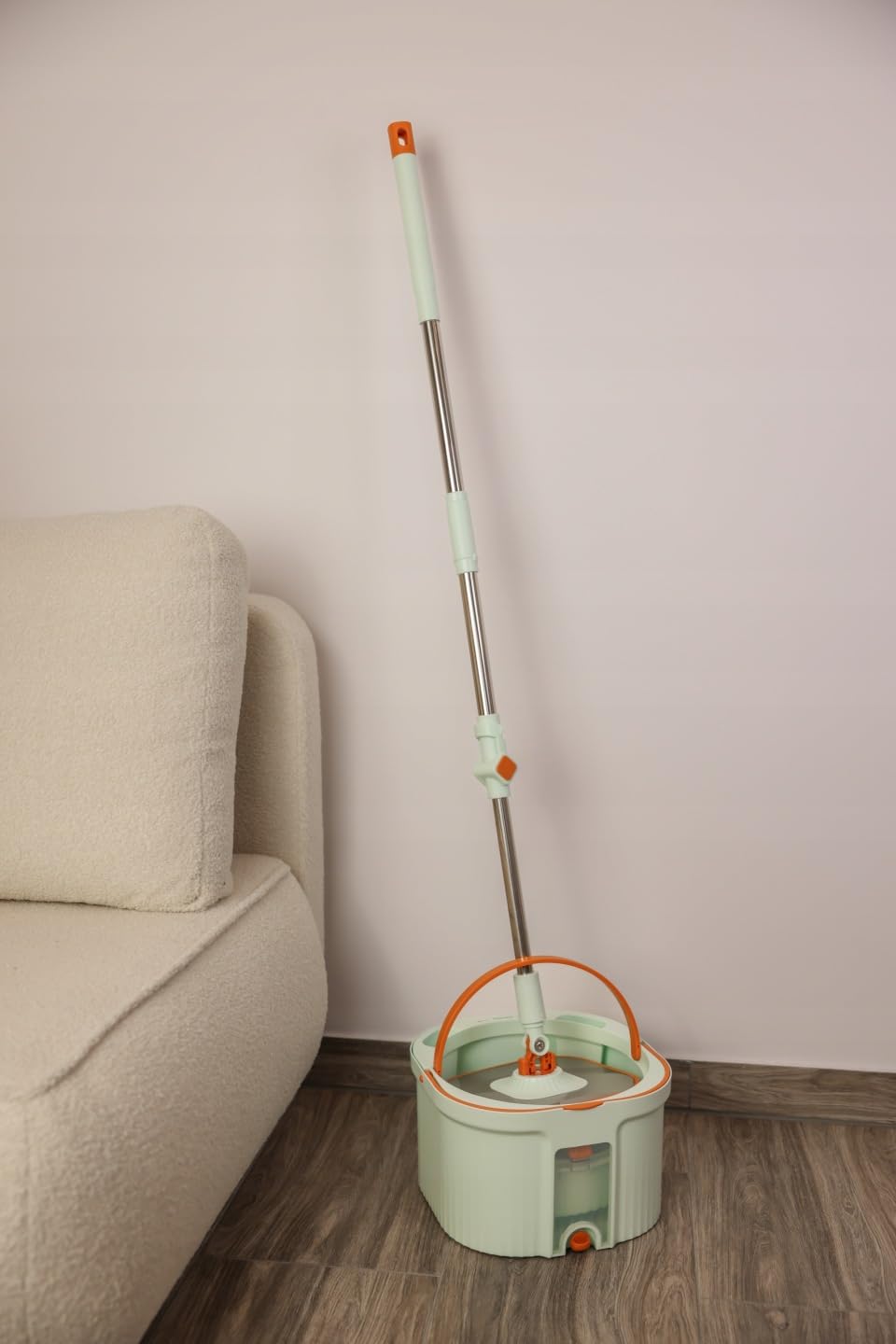 Avenue Fregona Plana Giratoria con Cubo de Doble Compartimento – Sistema de Agua Limpia y Sucia, Cabezal 360°, 2 Mopas de Microfibra, para Parquet y Azulejos