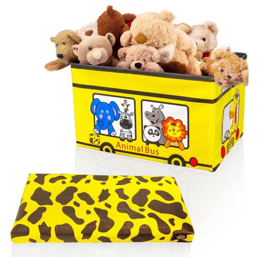 Boîte de Rangement pour Enfant avec Siège Rembourré - Coffre à Jouets pour Enfants Pliable avec Couvercle pour Garçons Filles Tout-petits : Organisation à la maison (Jaune) Cover