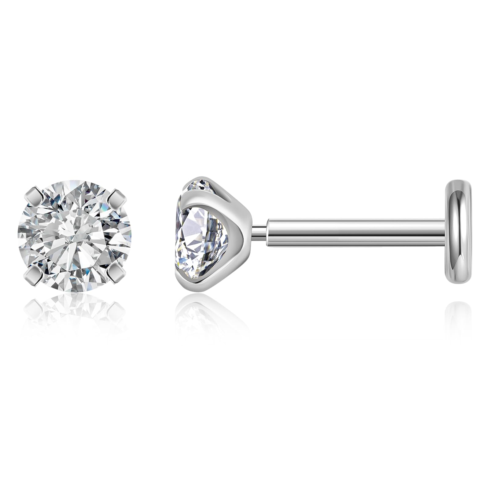 THE JEWEL PICKFlat Back Earrings for Women, Helix Tragus Conch Piercing Jewelry, Implant Grade Titanium Earrings, Threadless Nose Studs 18g, Hypoallergenic Cartilage Earring Stud Gold