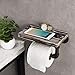 MyGift Wall Mounted Toilet Paper Holder with Industrial Metal Pipe Bar and Solid Torched Wood Floating Display Shelf