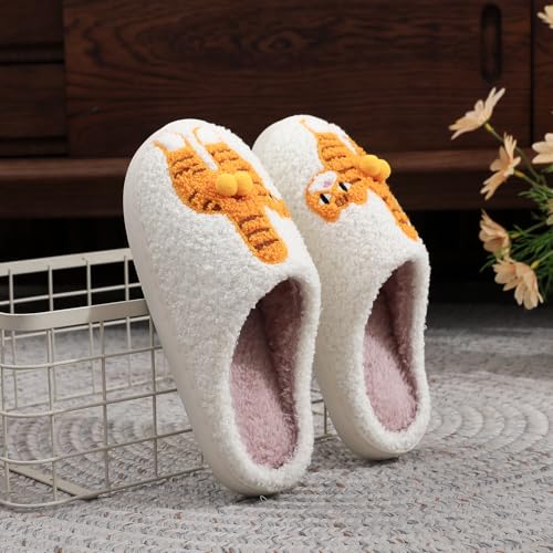 Image of Highland Cow Slippers for Women Plush Scottish Highland Cow Animal Slippers Warm Non Slip Home Indoor Slippers