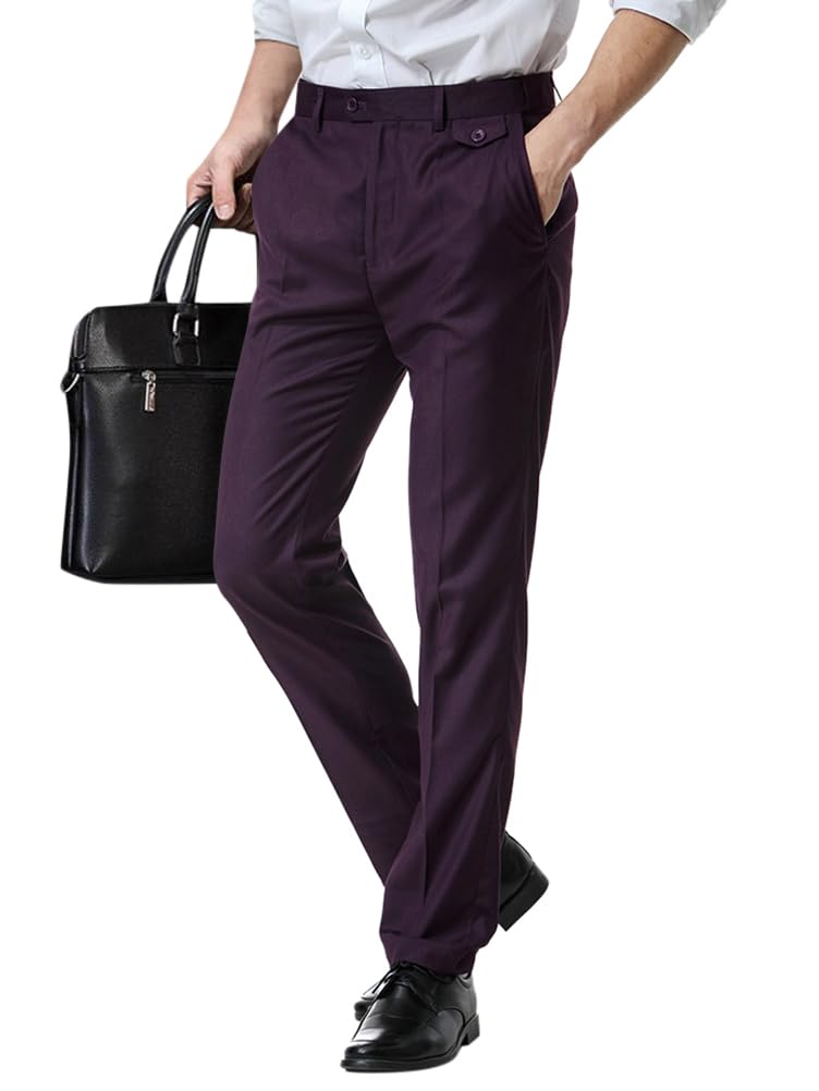 Pantalons de Costume pour Homme Pantalon de Robe Élégant Coupe Droite Pantalon de Travail Pantalon Habillé Rétro Chino Pantalon d'affaire à Utiliser au Bureau, au Travail