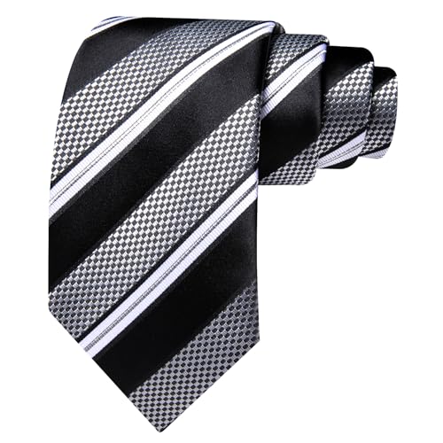 Image of Barry.Wang Mens Tie Set Plaid Check Neckties Formal Business Wedding Luxury Pocket Square Cufflinks