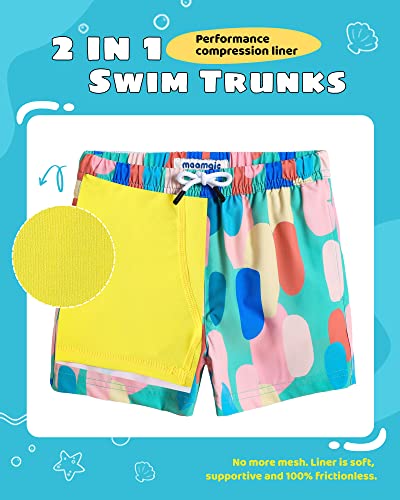 Image of maamgic Boys Swim Trunks with Compression Liner Toddler Stretch Swim Shorts