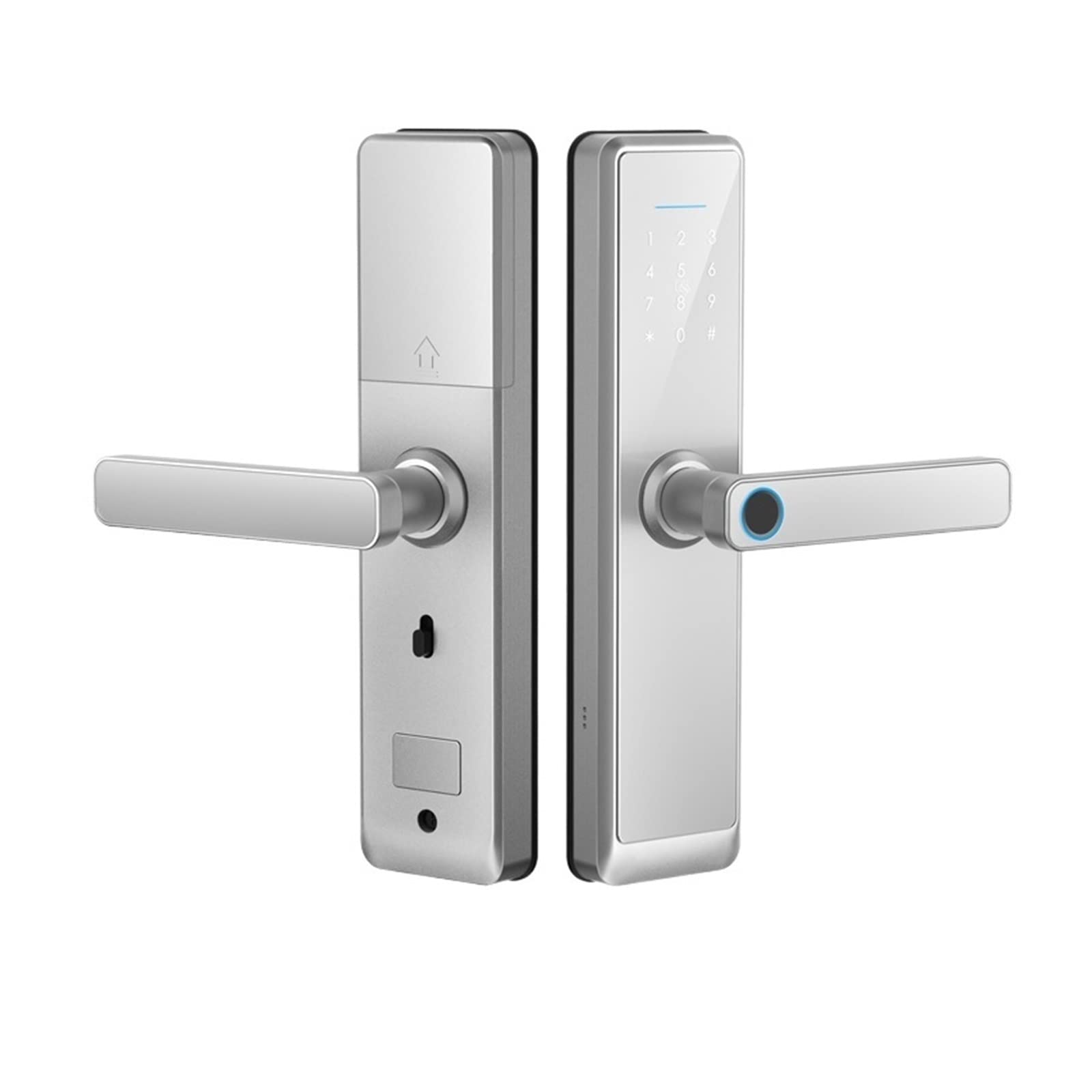 CVFRDD Smart Door Knob, Tuya Biometric Fingerprint Door Lock Digital Smart Electronics Password App Entry For Home Keyless Entry Door Handle(240x22(4085),Siliver)