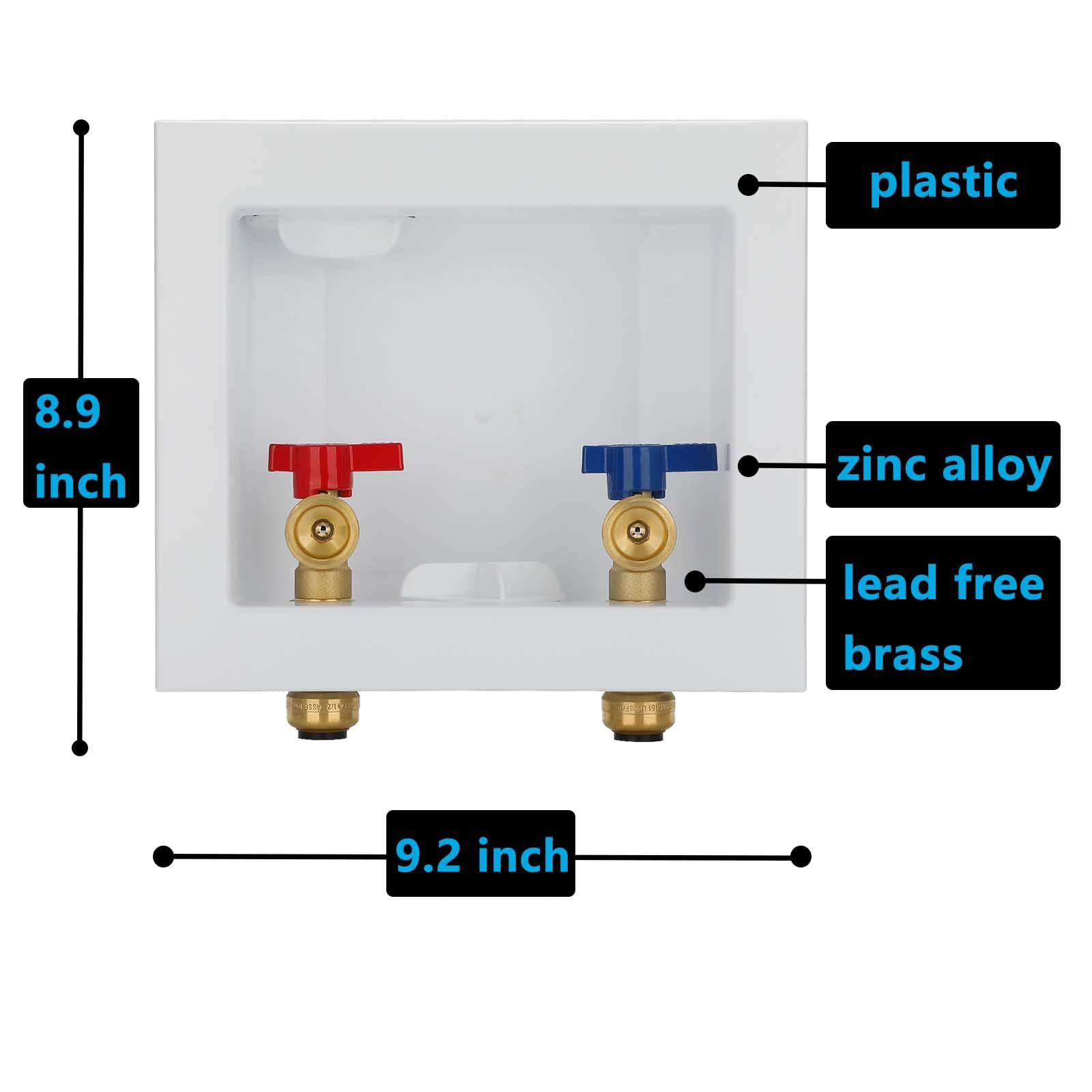 Lidertik Washing Machine Outlet Box With Single Control Valve - CPVC 1/2 Inch To 3/4 Inch