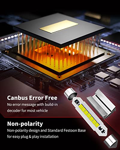 Image of LASFIT Super Bright 578 LED Bulb 42mm Festoon 211-2 212-2 214-2 560 12844 Canbus Error Free 1.65 inch Upgraded for Dome Map Door Interior Door Trunk Glove Box Vanity Mirror Lights Xenon White (4pcs)
