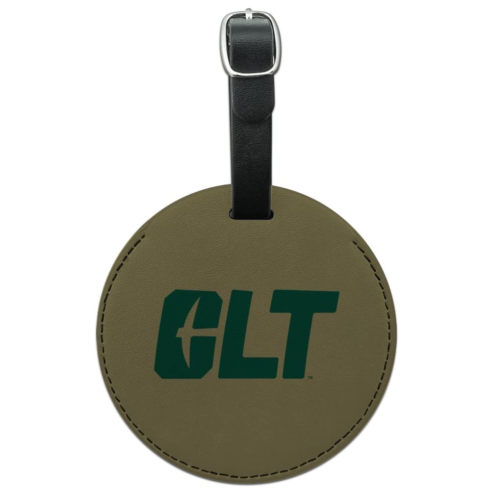 UNC Charlotte Secondary Logo Round Leather Luggage Card Suitcase Carry-On ID Tag