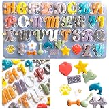 Ever garden【かわいい記号付き】 アルファベット 筆記体 シリコンモールド 英字 ローマ字 イニシャル 大文字 英語 文字 イニシャル キーホルダー レジン アクセサリー パーツ ネックレス イヤリング ピアス ペンダント シリコン モールド (大文字 かわいい記号付き)