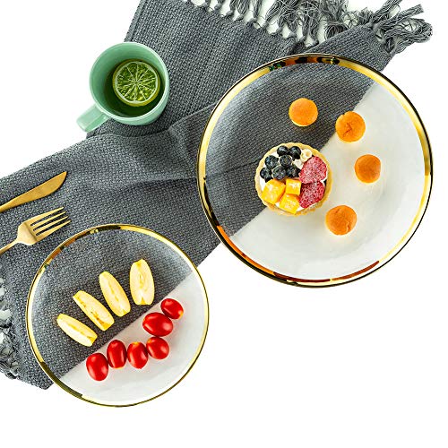 Set 3 Piatti In Vetro Trasparente Con Bordo Dorato: Eleganza Per Le Tue Cene - 5
