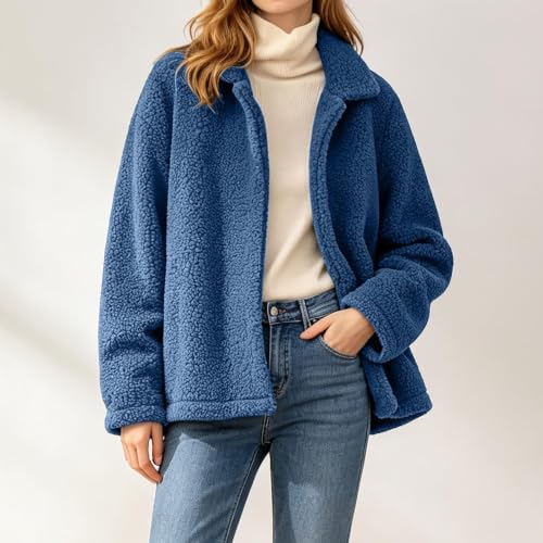Women Sherpa Jacket Oversized Lapel Fleece Fuzzy Jackets Winter Coats - image 2