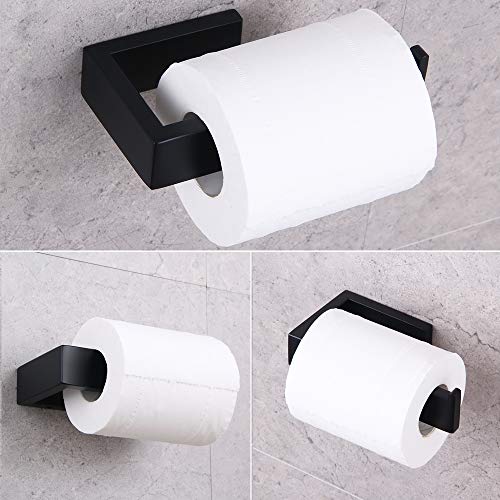 Gerzwy Bathroom Accessory 2-Piece Set Sus 304 Stainless Steel Toilet Paper Holder Towel Ring Wall Mount, Matte Black Hg1708-2Bk #TOP2
