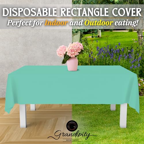 Image of Grandipity 24 Pack Premium Disposable Plastic Tablecloth 54 Inch. x 108 Inch. Decorative Rectangle Table Cover - Aqua