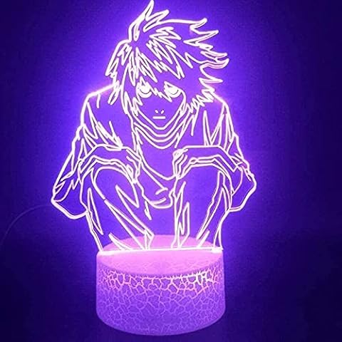 GEZHF 3D Night Light for Boy Lamp Anime L-Lawliet Atmosphere 16 Color with Remote LED Lamp for Christmas/Birthday Gift Cover