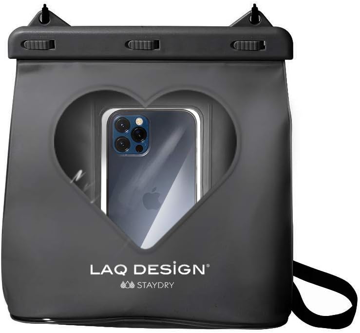 Laq Design STAYDRY Double Sided Waterproof Bag with Adjustable Strap, Dry Bag with Screen Touchable Inter Pocket for Swimming, Boating, Traveling, Snorkeling, Kayaking, Hiking, Camping (Heart) (Black) Laq Design STAYDRY Double Sided Waterproof Bag with Adjustable Strap, Dry Bag with Screen Touchable Inter Pocket for Swimming, Boating, Traveling, Snorkeling, Kayaking, Hiking, Camping (Heart) (Black)