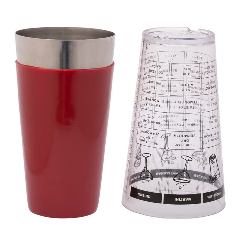 Recipe Boston Shaker Set, Cocktail Shaker Set, Mixing Shaker Cup with Measurement Boston Shaker Drink Martini Mixer, Stainless Steel Shaker : 2 Piece Set