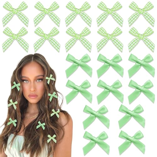 20 piezas pinzas lazo para cabello color verde miniatura 1