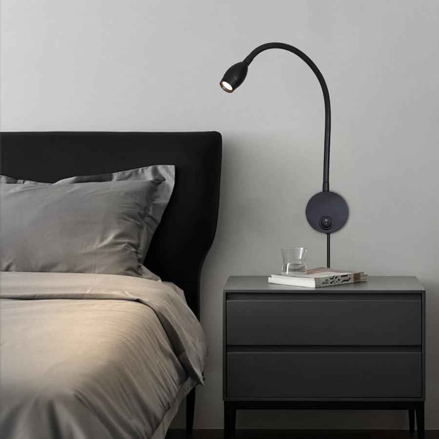 Image of LED Reading Lamp 3W Warm White 3000K for Reading Books Black Plug Cord 2PCS (RS032)