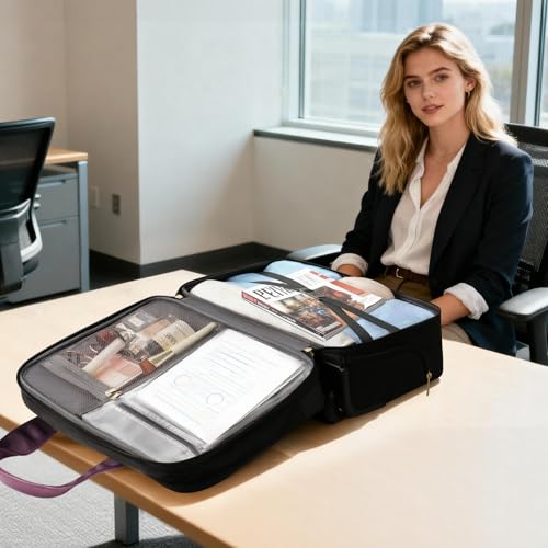 Image of Arcoyard Rolling Laptop Bag, Large Rolling Briefcase for Women with Waterproof Pocket, 17.3 Inch Computer Bag Laptop Case with Wheels, Roller Work Bag for Office Travel Business Teacher, Black Purple
