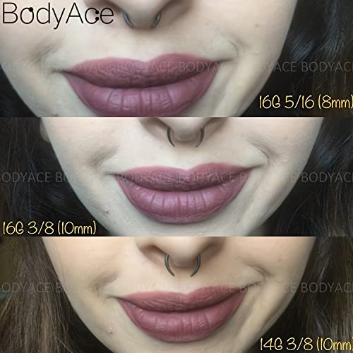 BodyAce C Shape Septum Pincher Tapers, 14G 16G Buffalo Ear Taper Kit Stretching Expanded Nose Rings, Horseshoes Black Gold Septum Rings with O-Rings3