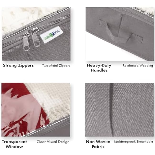 Closet Organizers and Storage - Maximize Space with Under Bed Storage Containers & Clothes Storage - Ideal Closet Organizer, Toy Storage Organizer & Underbed Storage (Grey, 4 Pack)